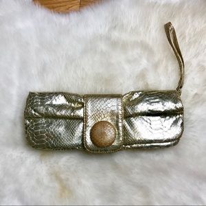 Express metallic gold clutch/wristlet